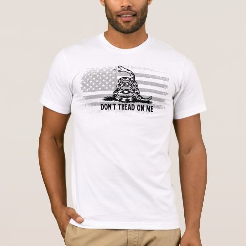 Black  White Dont Tread On Me American Flag T_Shirt