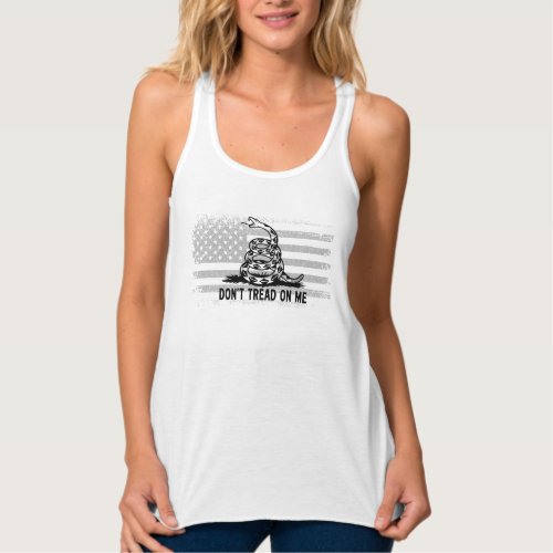 Black  White Dont Tread On Me American Flag Tank Top