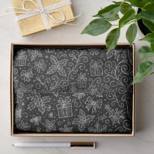 Black & White Doodle Christmas Sleigh Pattern Tissue Paper