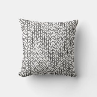 Black & White Doodles Throw Pillow