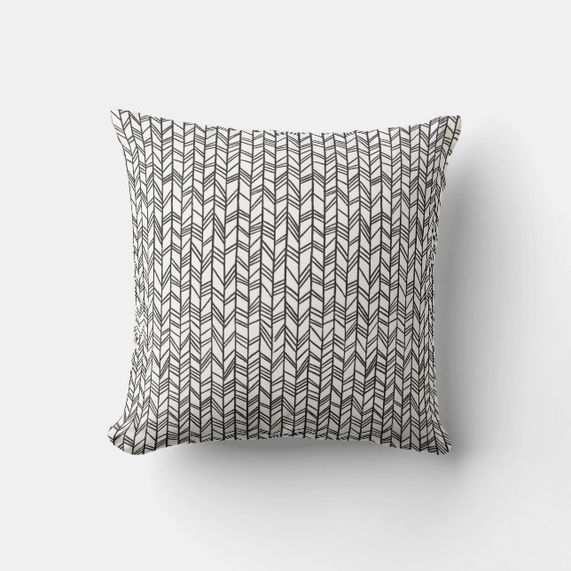 Black & White Doodles Throw Pillow (Front)