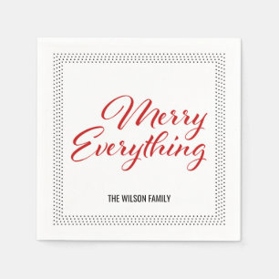 Black White Dots Border Merry Everything Napkins