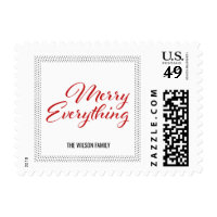 Black White Dots Border Merry Everything Postage