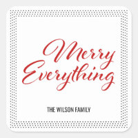 Black White Dots Border Merry Everything Square Sticker