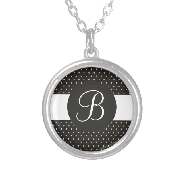 Black white dots custom monogram necklace (Front)