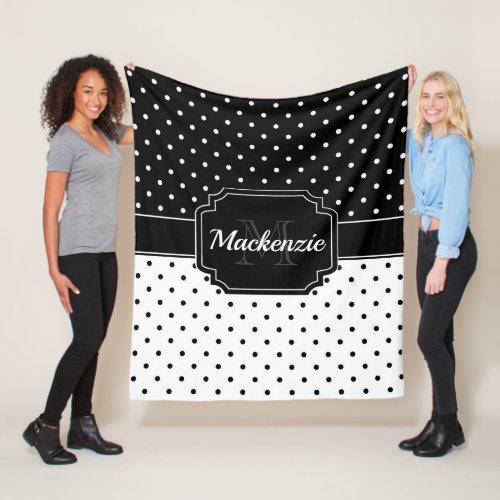 Black  White Dots Fleece Blanket