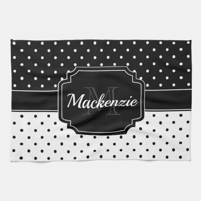 Black & White Dots Kitchen Towel (Horizontal)