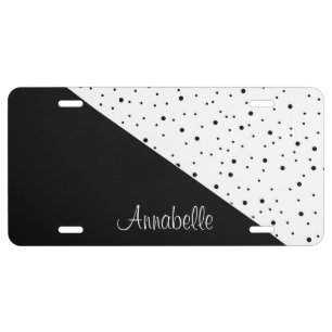 Black & White Dots License Plate