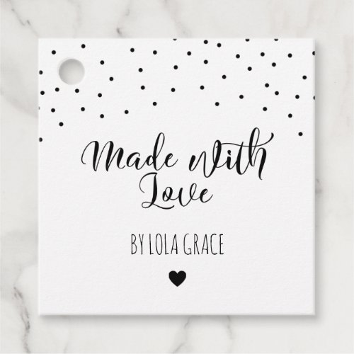 Black White Dots Made With Love Favor Tags