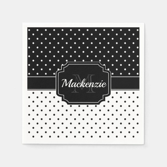 Black & White Dots Napkins (Front)
