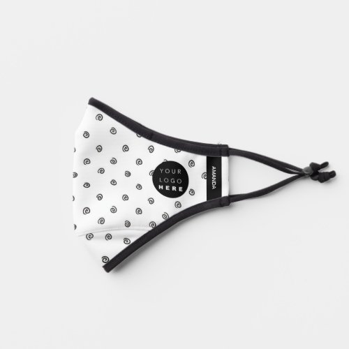 Black White Dots Promotional Logo Name Monogram Premium Face Mask