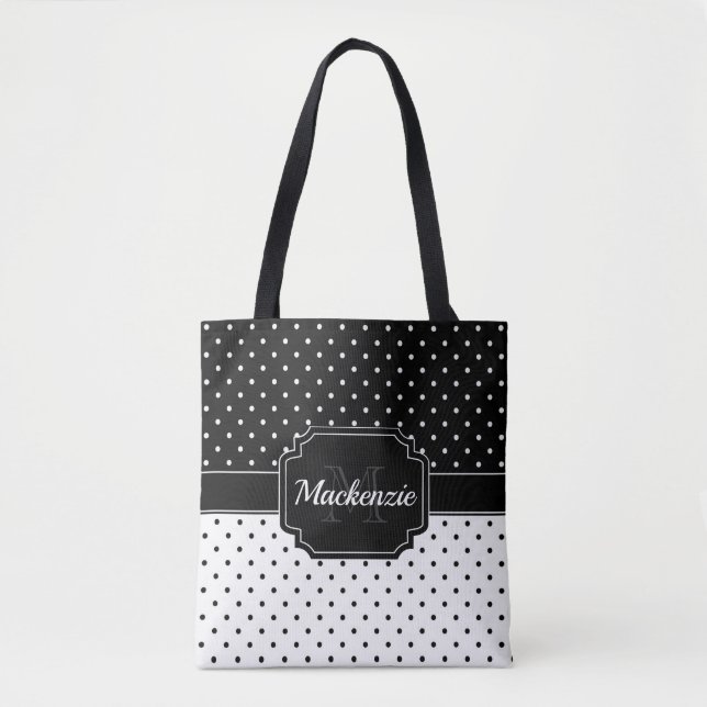 Black & White Dots Tote Bag (Front)