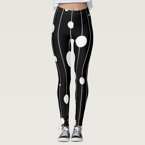 black white dotted leggings