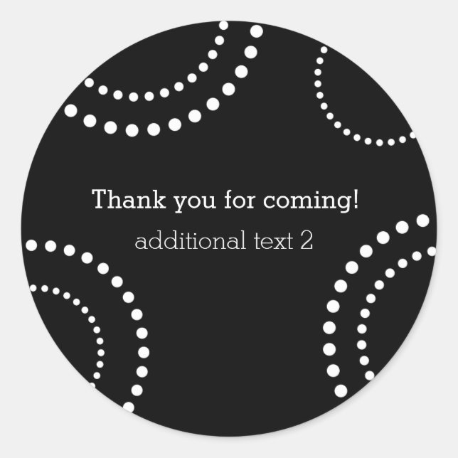Black & White Dotted Swirl party favor stickers (Front)