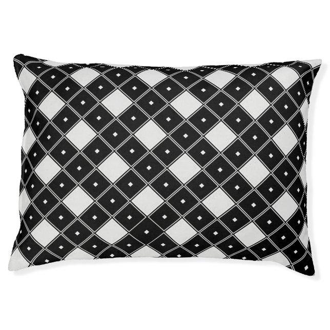 Black & White Double Diamond Shape Dog Bed (Front)