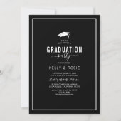 Black & White Double Graduation Photo Party Invitation (Back)