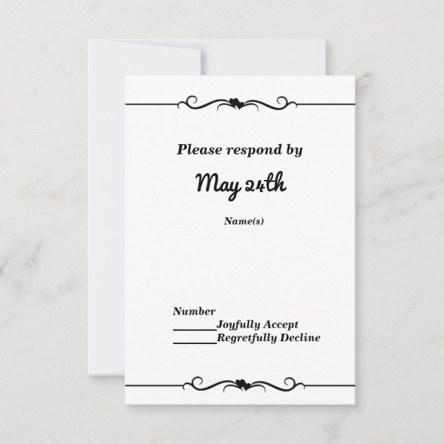 Black & White Double Hearts Wedding RSVP Invitatio Invitation (Front)