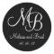 Black White Double Monograms Wedding Favor Sticker