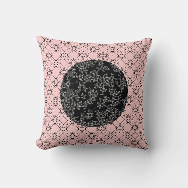 Black & White Double Pattern/Soft Pink Throw Pillow (Front)