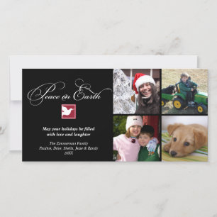Black white dove peace on earth holiday greeting