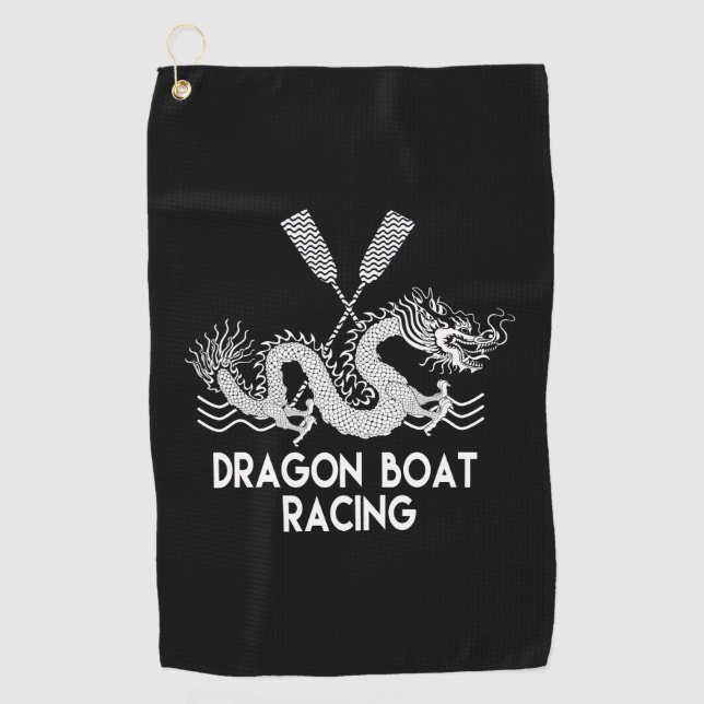 Black White Dragon Boat Racing Sweat Towel (Front)