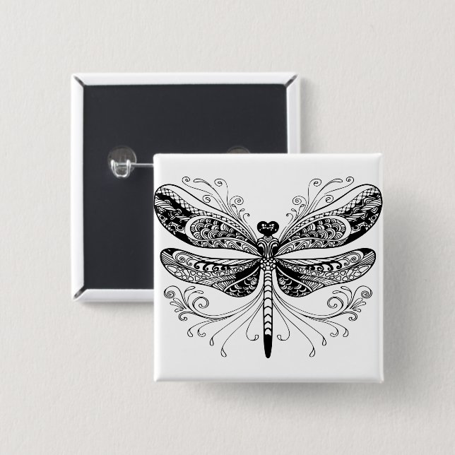 Black & white dragonfly pin (Front & Back)