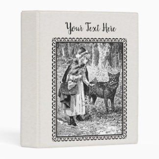 Black White Drawing Red Riding Hood Wolf in Frame Mini Binder