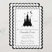 Black White Dream Castle In The Clouds Baby Shower Invitation (Front/Back)