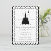 Black White Dream Castle In The Clouds Baby Shower Invitation (Standing Front)