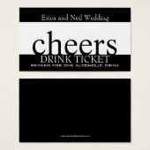 Black White Drink Ticket for Wedding Receptions (Front & Back)