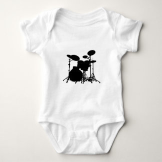 Black & White Drum Kit Silhouette - For Drummers Baby Bodysuit