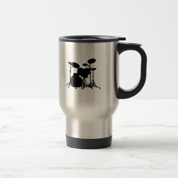 Black & White Drum Kit Silhouette   For Drummers Coffee Mug