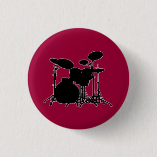 Black & White Drum Kit Silhouette - For Drummers Pinback Button