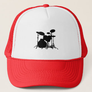 Black & White Drum Kit Silhouette - For Drummers Trucker Hat