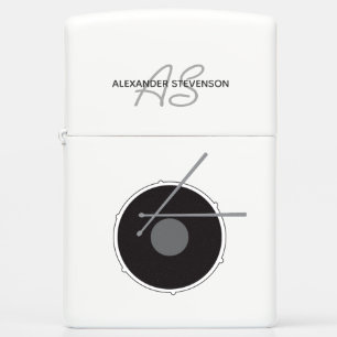 Black White Drummer Monogram Zippo Lighter
