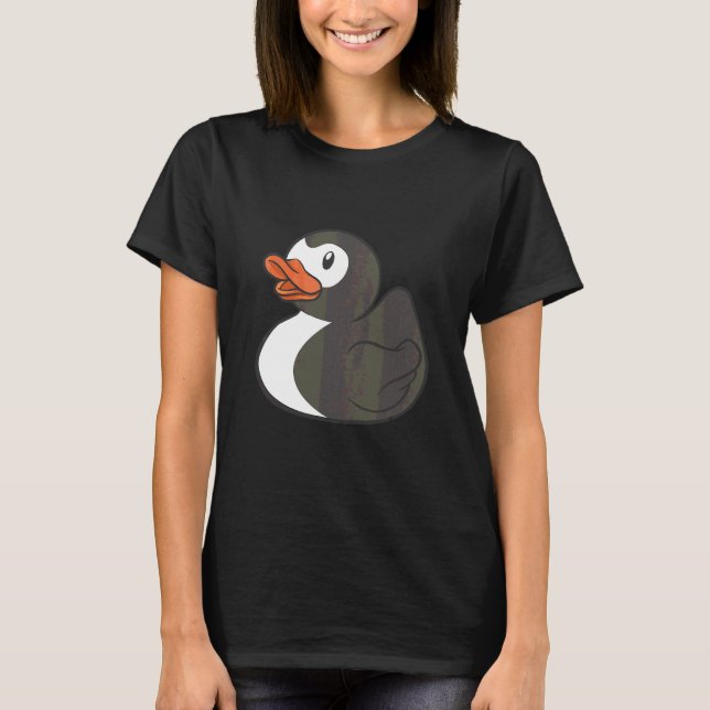 Black & White Duck Cool Retro Fun Weird Bizarre Ar T-Shirt (Front)