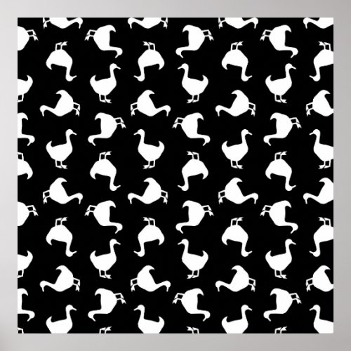 Black  White Duck Silhouettes Print Pattern Black