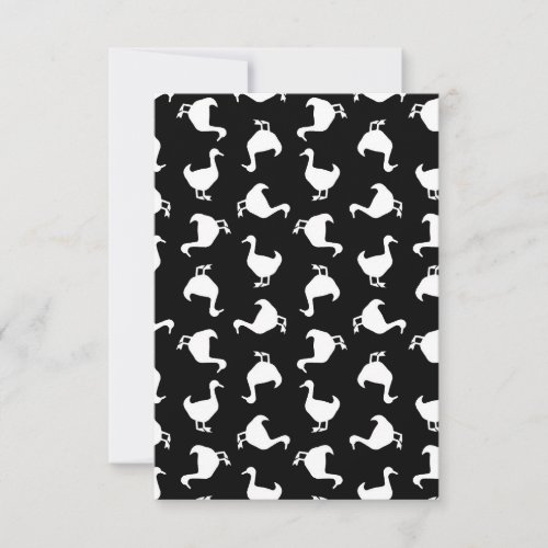 Black  White Duck Silhouettes Print Pattern Black Thank You Card