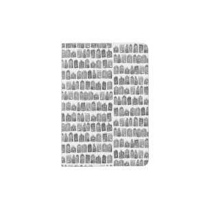 Black White Dutch Houses Amsterdam Pattern Quirky Passport Holder