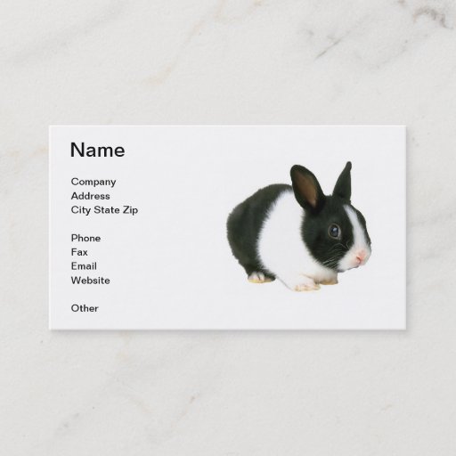 Customizable Black &amp; White Dwarf Bunny Rabbit Business Card