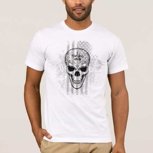 Black  White E Pluribus Unum Skull Flag T_Shirt