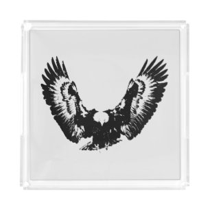 Black & White Eagle Acrylic Tray
