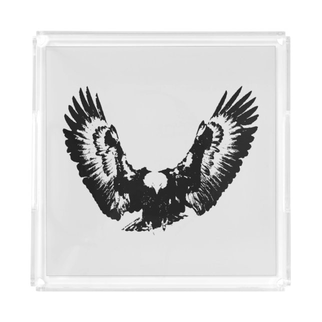 Black & White Eagle Acrylic Tray (Front)