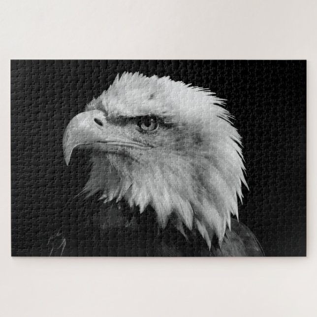 Black & White Eagle - Animals Art Jigsaw Puzzle (Horizontal)
