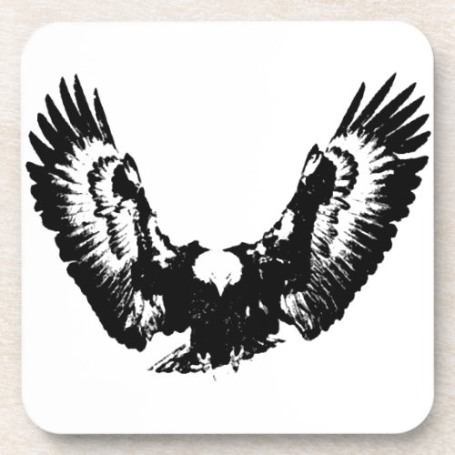 Black  White Eagle Beverage Coaster