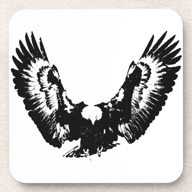 Black & White Eagle Beverage Coaster (Front)