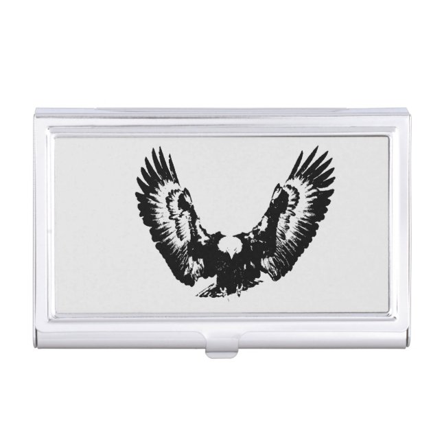 Black & White Eagle Business Card Case (Front)