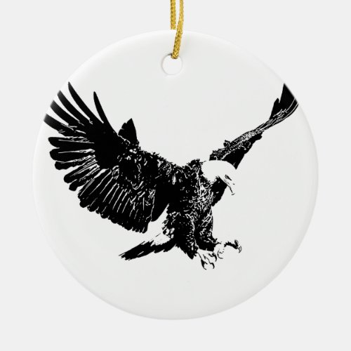 Black  White Eagle Ceramic Ornament