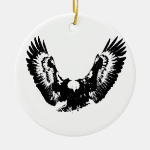 Black & White Eagle Ceramic Ornament