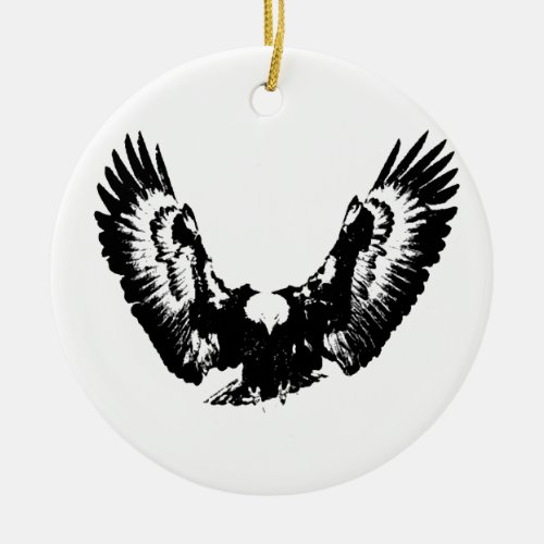 Black  White Eagle Ceramic Ornament